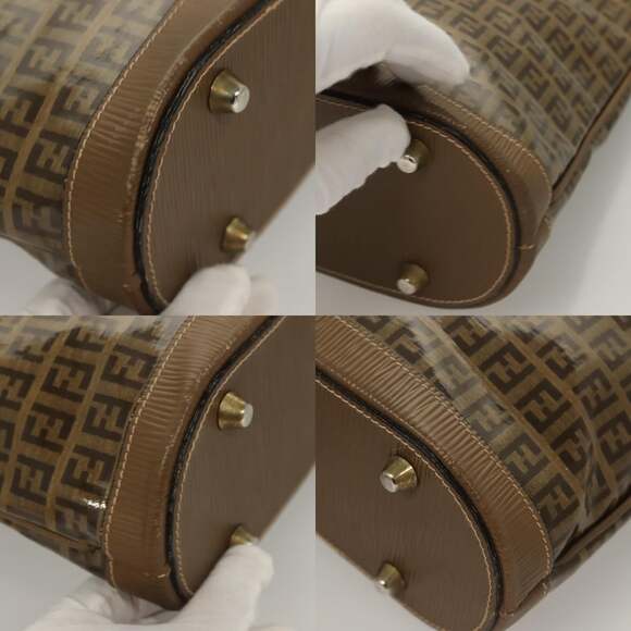 FENDI Zucchino Canvas Shoulder Bag Vintage Brown - Picture 10 of 12